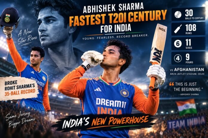 Abhishek Sharma Fastest T20I Century for India